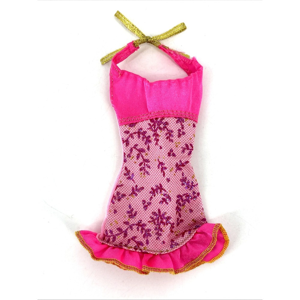 2010 Barbie Fashionistas‎ Sweetie PINK Lace Halter Dress Mini Ruffle Party